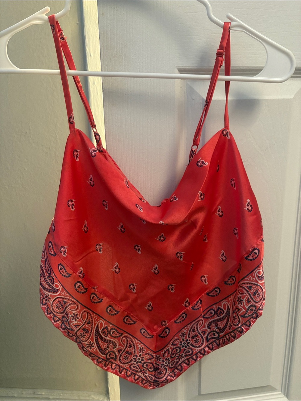 Japna Red Paisley Bandana-Print Handkerchief Cami